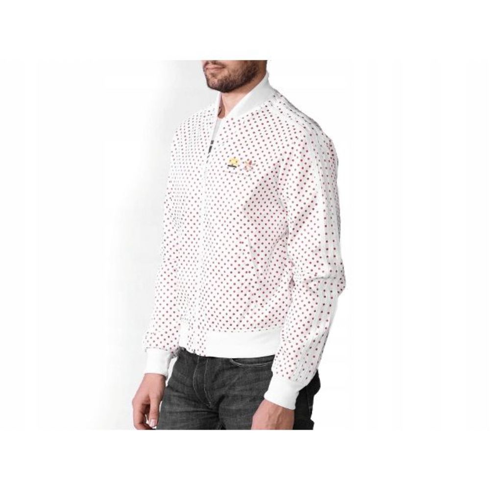 NEW Mens XL ADIDAS Pharrell Williams Polka Dot Track Top Jacket White Red Z97396